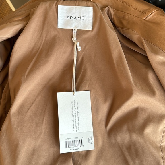 FRAME 70s Blazer - Leather Jacket size 6 Latte - Picture 15 of 16